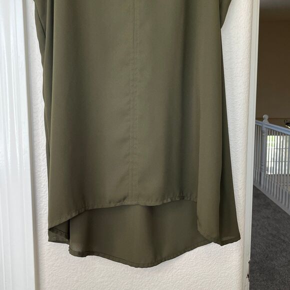 Pink Rose Sleeveless Women’s Blouse Tank Top Army Green Size Small #505 - Picture 10 of 12